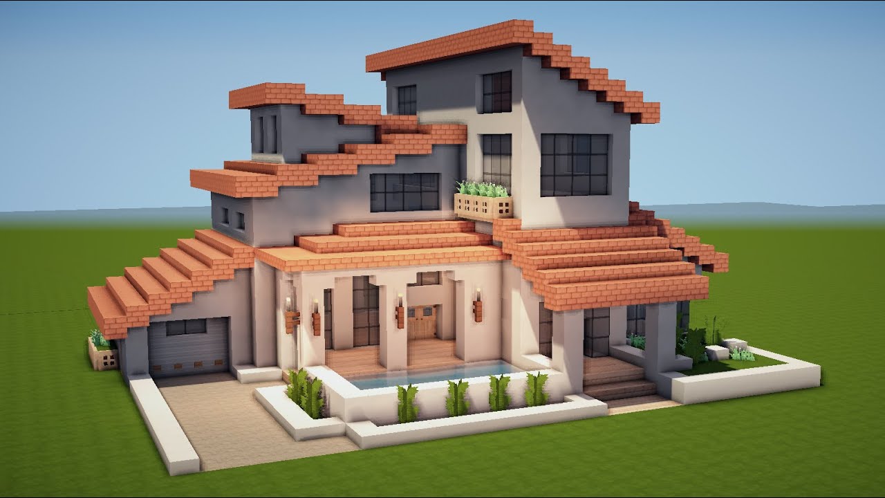 GROßES HAUS mit POOL in MINECRAFT bauen TUTORIAL [HAUS 238]