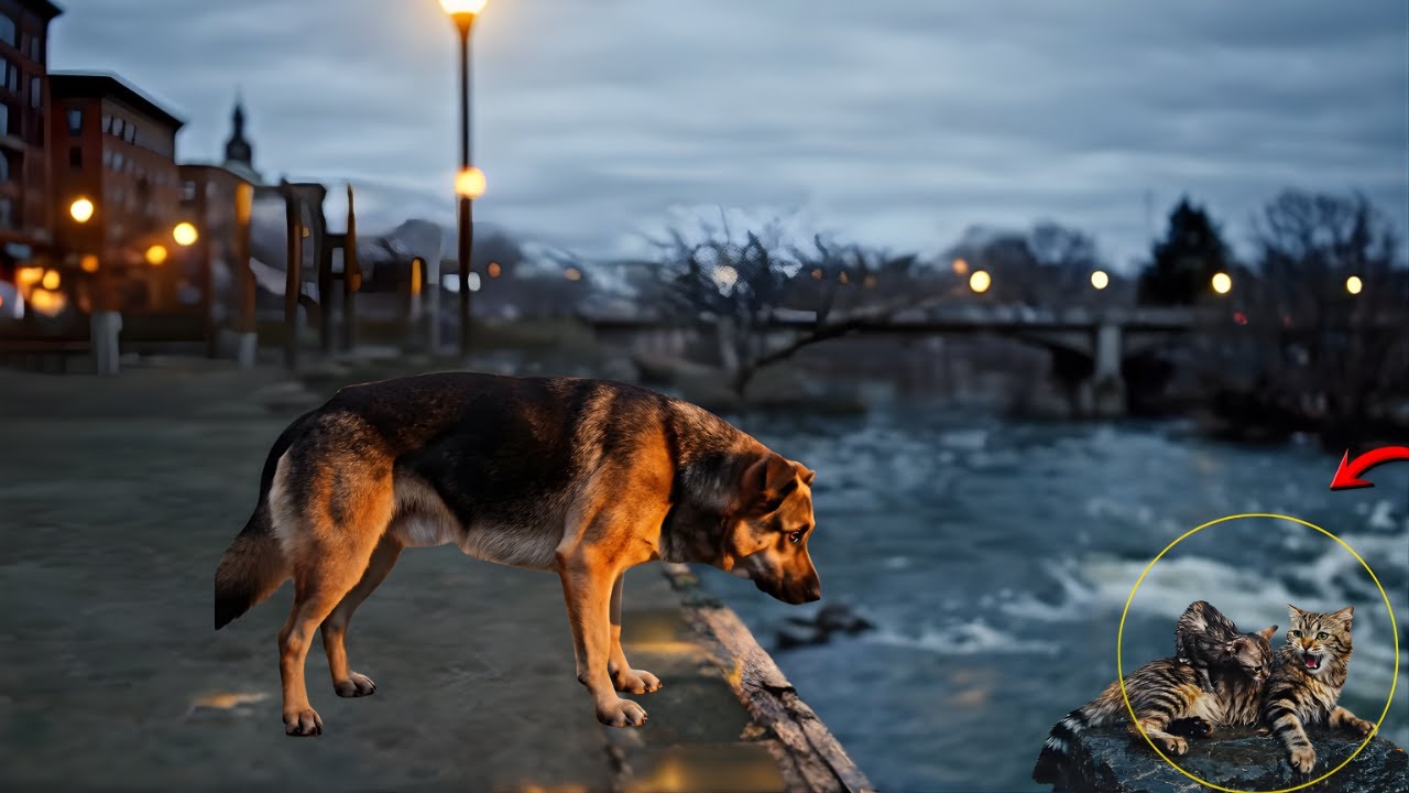 Hero Dog Saves Mother Cat and Kitten in a Life or Death Moment