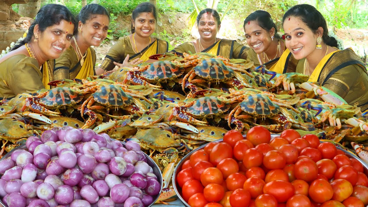 பொரிச்ச நண்டு குழம்பு | CRAB FRY CURRY | Masala Crab Fry Gravy | Fried Crab Curry Cooking in Village
