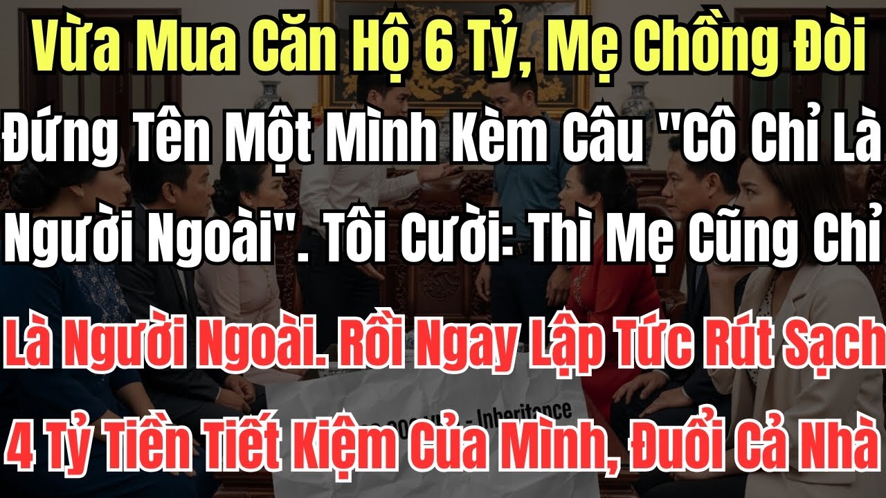Vừa Mua Căn Hộ 6 Tỷ, Mẹ Chồng Đòi Đứng Tên Một Mình Kèm Câu 