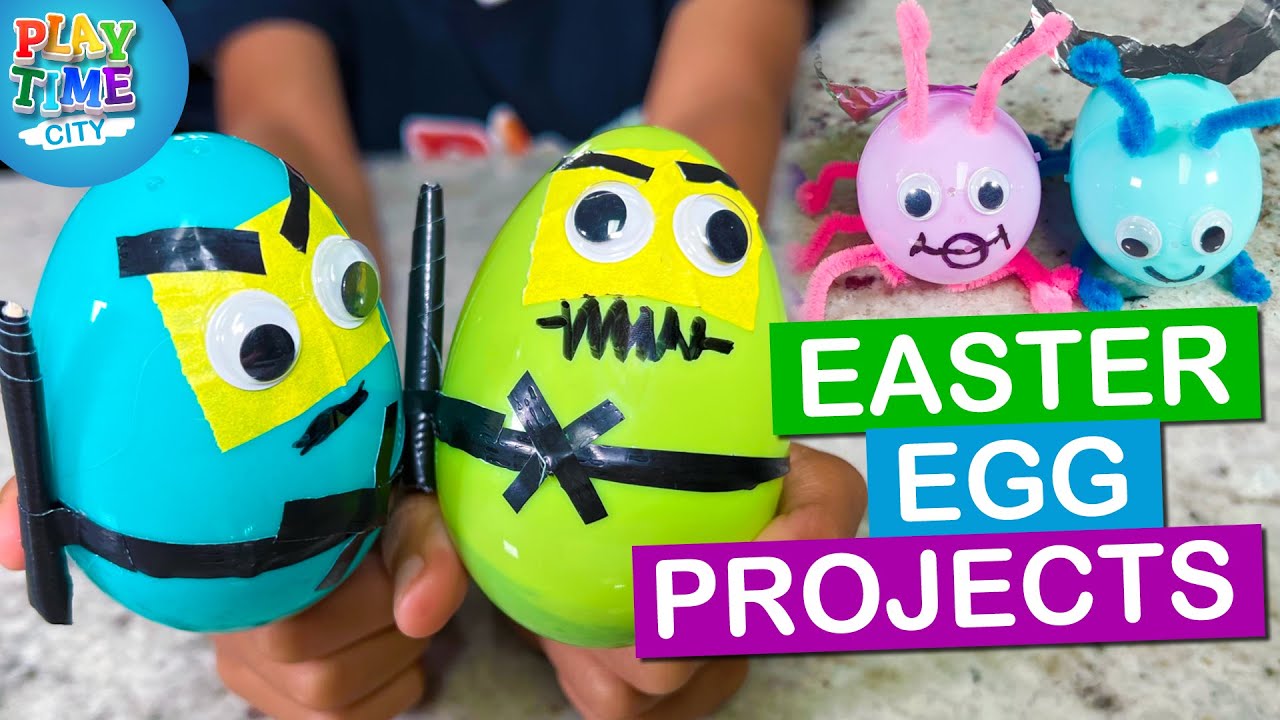 Easter Egg NINJAS Battle! Easter Egg FIREFLIES Light Up! - Fun ways to recycle plastic easter eggs