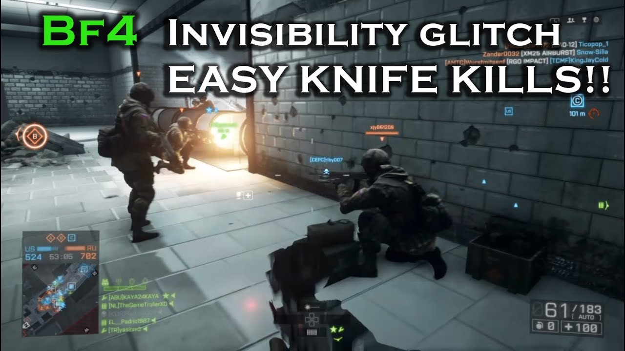 Battlefield 4 - Invisibility glitch [EASY KNIFE KILLS!!]