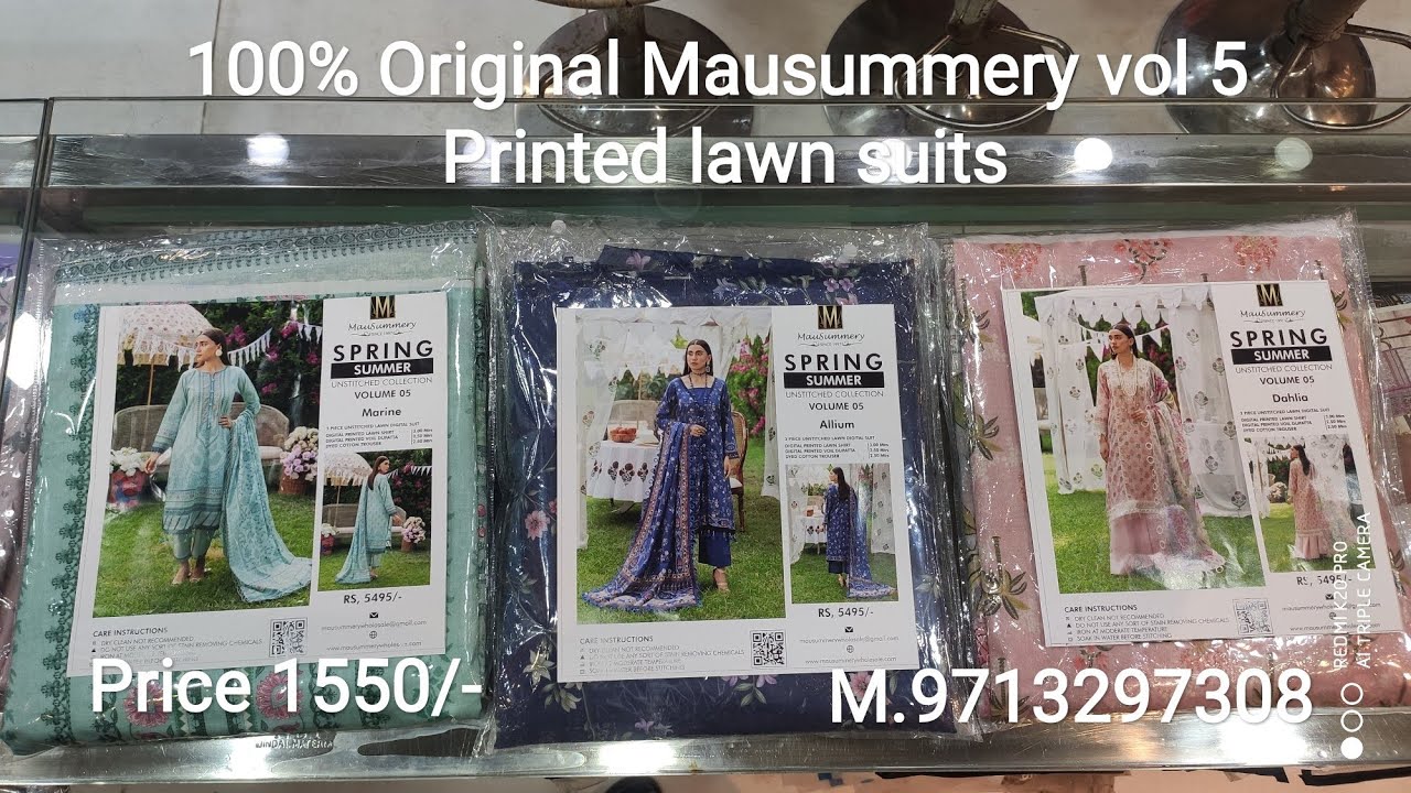 Mausummery vol 5 Printed Lawn suits ! lawn dupatta! Price 1550/- M.9713297308