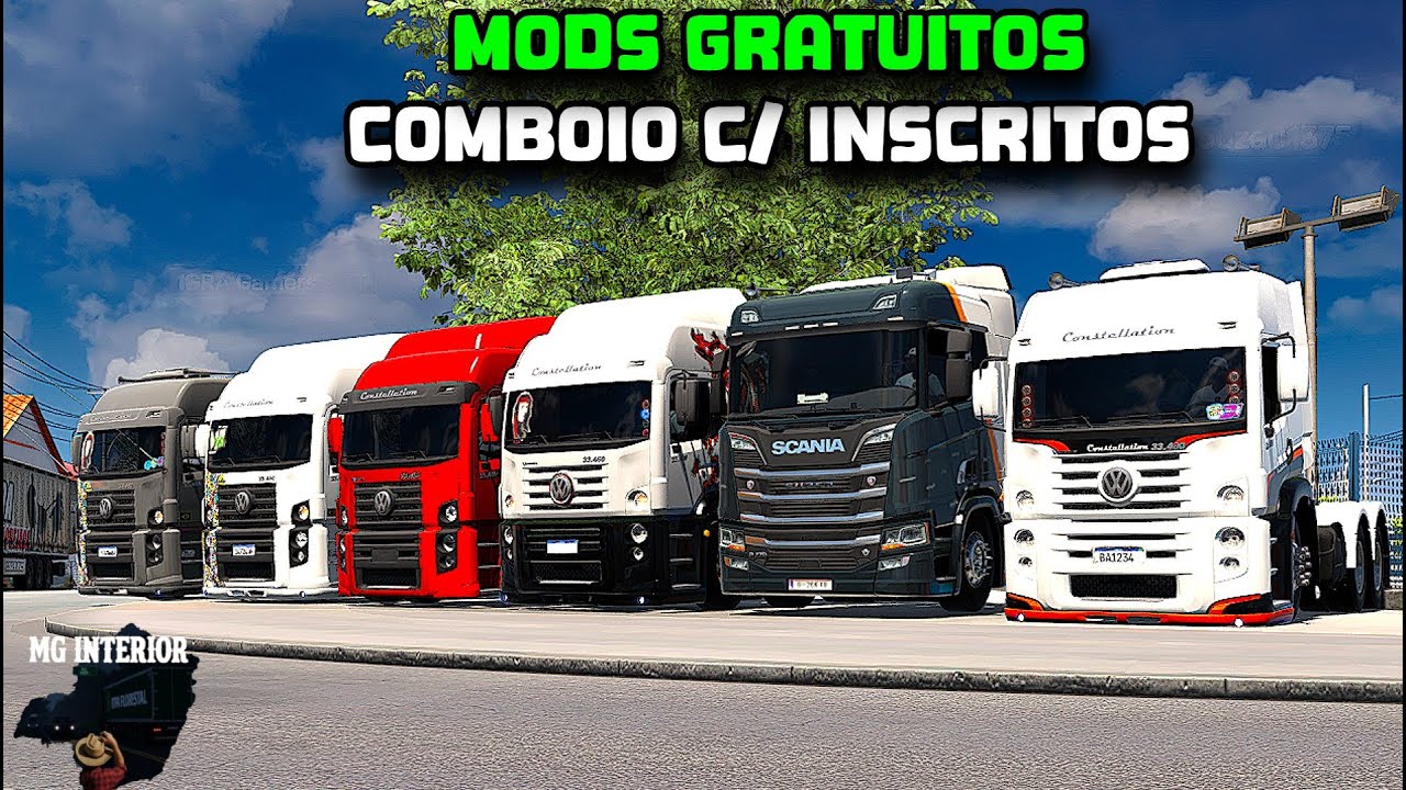 ⭕ETS2-1.57 - COMBOIO COM INSCRITOS MODS FREE  - MAPA MG INTERIOR