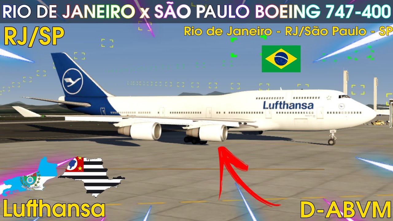[AEROFLY FS 2023] VIAGEM CURTA DO RIO DE JANEIRO x SÃO PAULO COM O BOEING 747-400 DA LUFTHANSA #B747