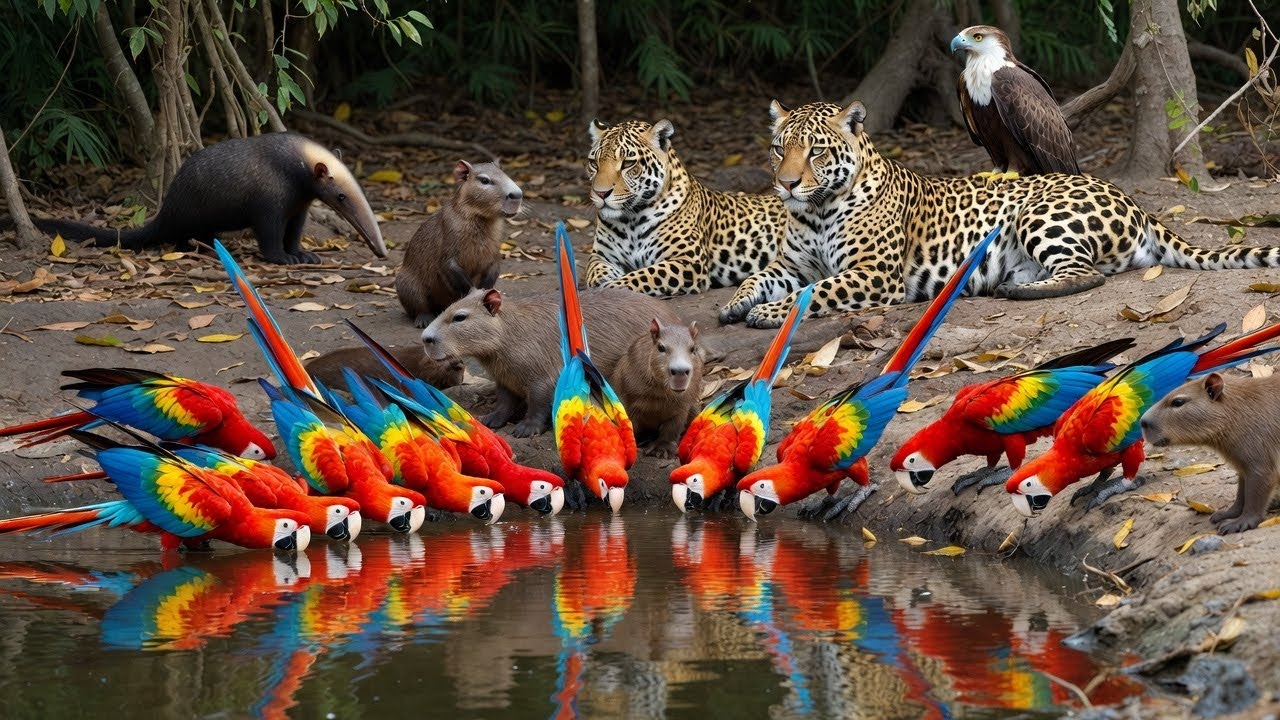 CENA RARA : ANIMAIS SELVAGENS BUSCAM ALIMENTO E ÁGUA APÓS A ESTAÇÃO SECA | Imagens Reais da Floresta
