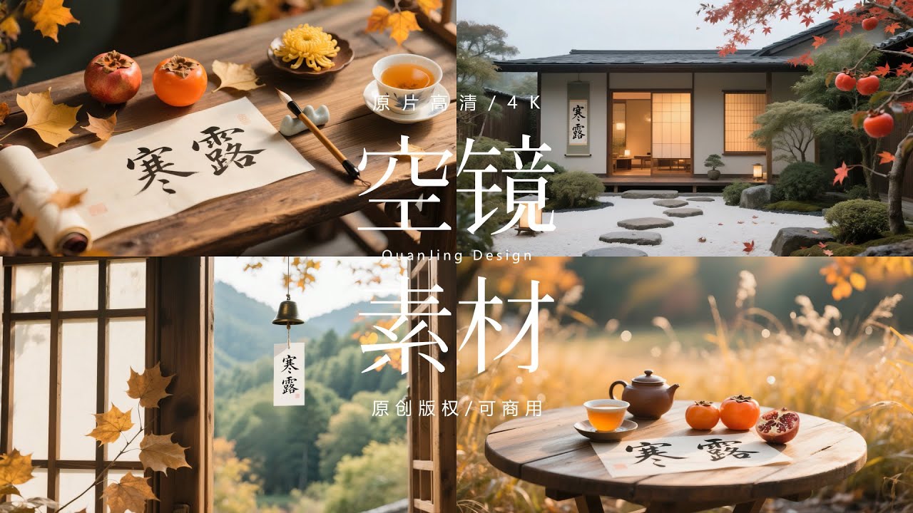可商用视频素材｜寒露节气落叶露水秋天唯美风景
