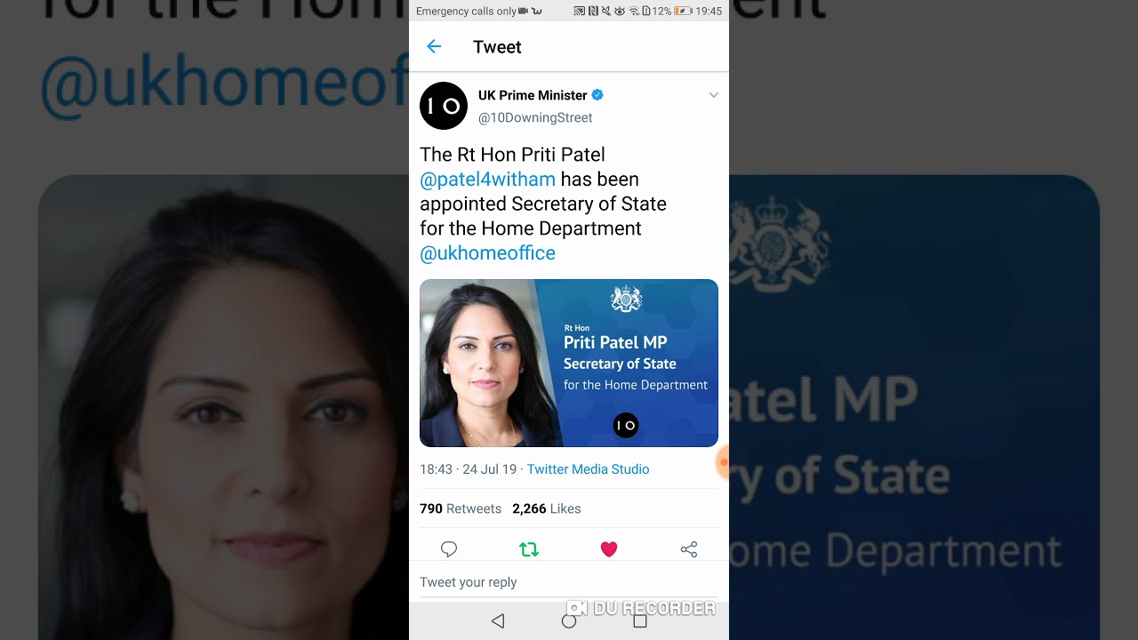 Priti Patel Appointed Secretary of State by Boris Johnson