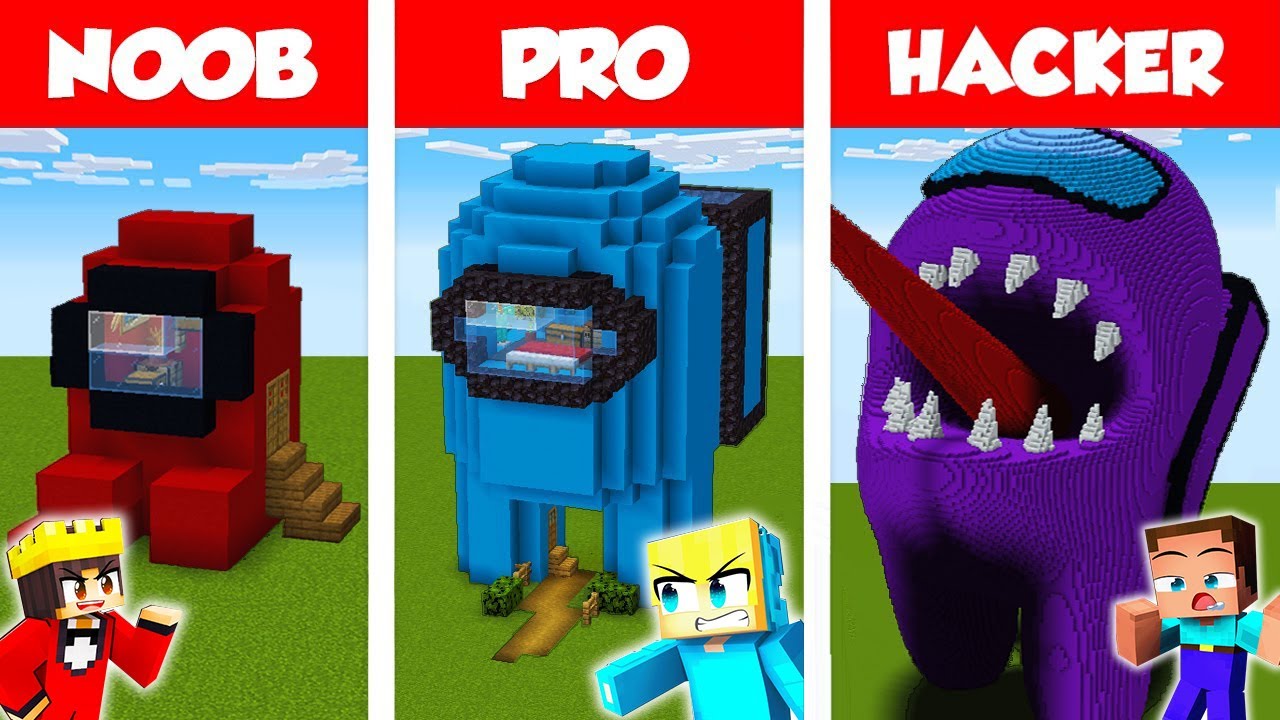 Minecraft NOOB vs PRO vs HACKER: SICHERSTES AMONG US HAUS BAU CHALLENGE ⛏