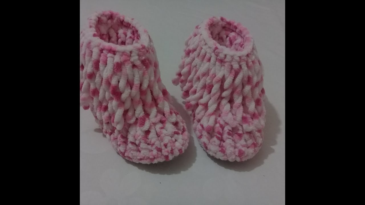 kadife ipten hazır tabanlı püsküllü bebek botu yapımı (Bir/İki Yaş-Taban 14 cm)