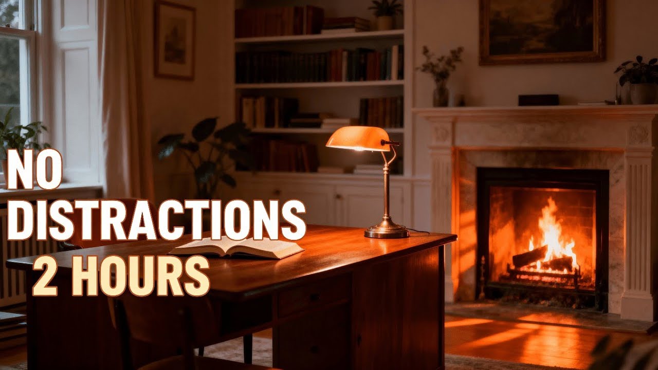 No Distractions 🔥 | Cozy Fireplace Study Ambience (2 Hours)