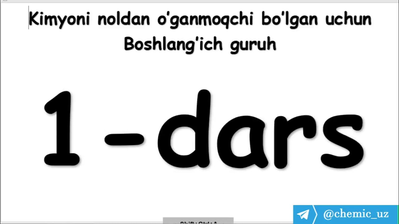 1-dars. Elementlarning toifalanishi va valentligi