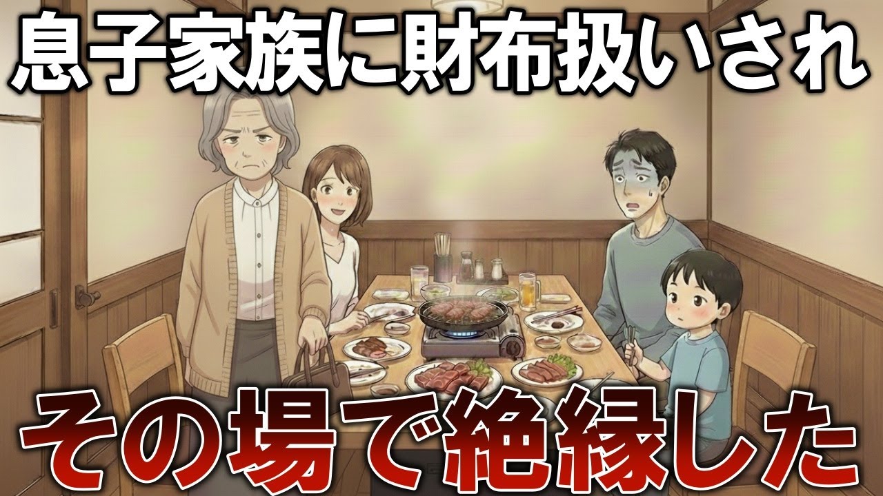 【息子夫婦】高級焼肉店で１2万円「払ってよ」息子夫婦を店に置き去りにした私。金づる扱いから抜け出した日【シニア・朗読・息子夫婦・友人関係】
