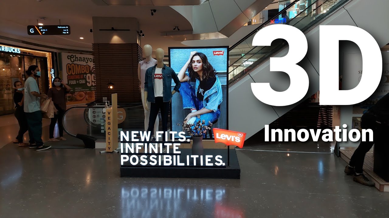 3D innovation branding in mall , Levi's New Fits Infinite possibilities