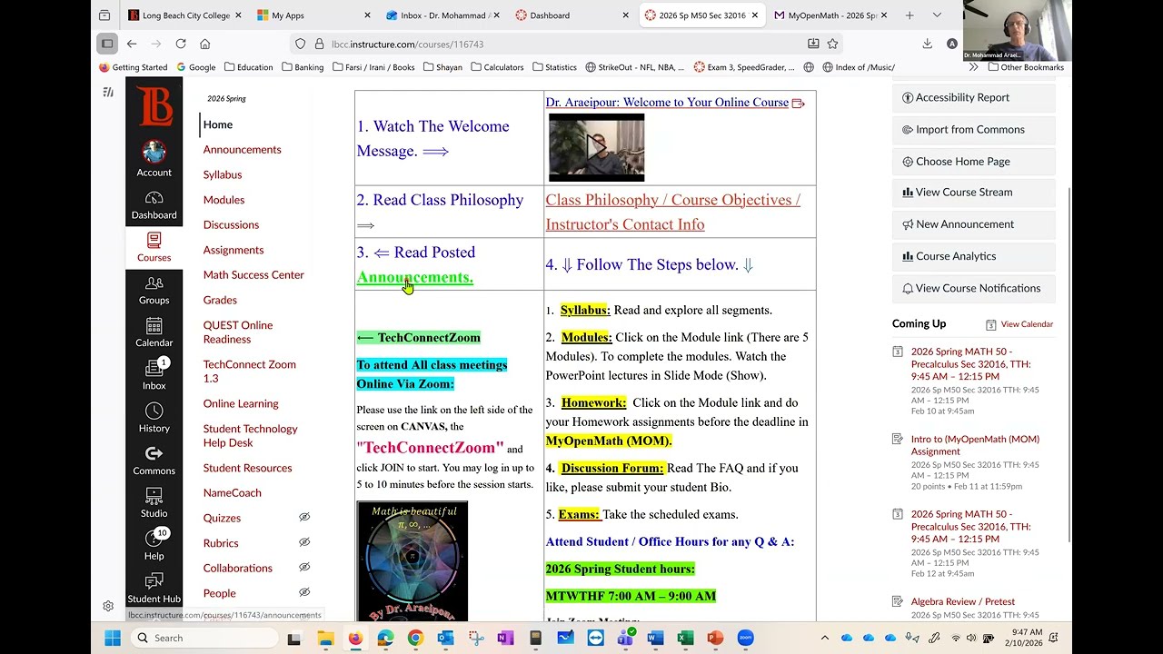 2026 Spring TTH Math 50 PreCalculus Orientati
