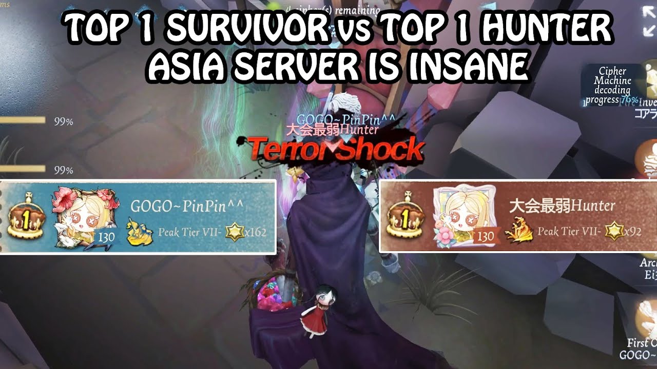 INSANE BATTLE : Top 1 Survivor vs Top 1 Hunter - #identityv