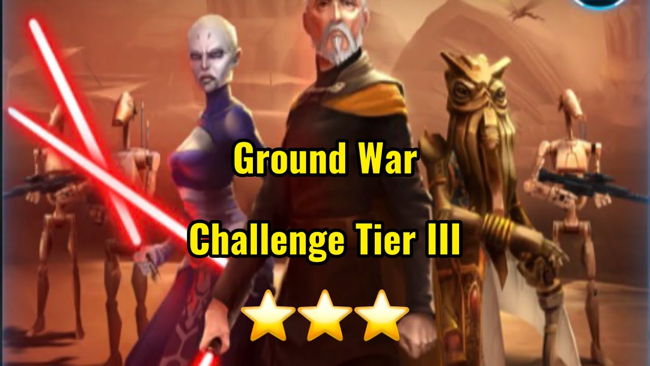 Ground War Assault Battle &ndash; Challenge Tier 3 &ndash; 3★ Clear | SWGOH (JKL Lead Jedi Team)