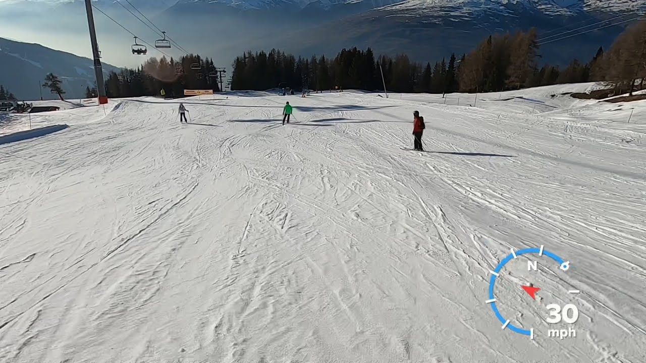 34mph RED OURS Ski Run GoPro HD POV - Les Arcs Paradiski - Grizzly 68 Chairlift March 2023