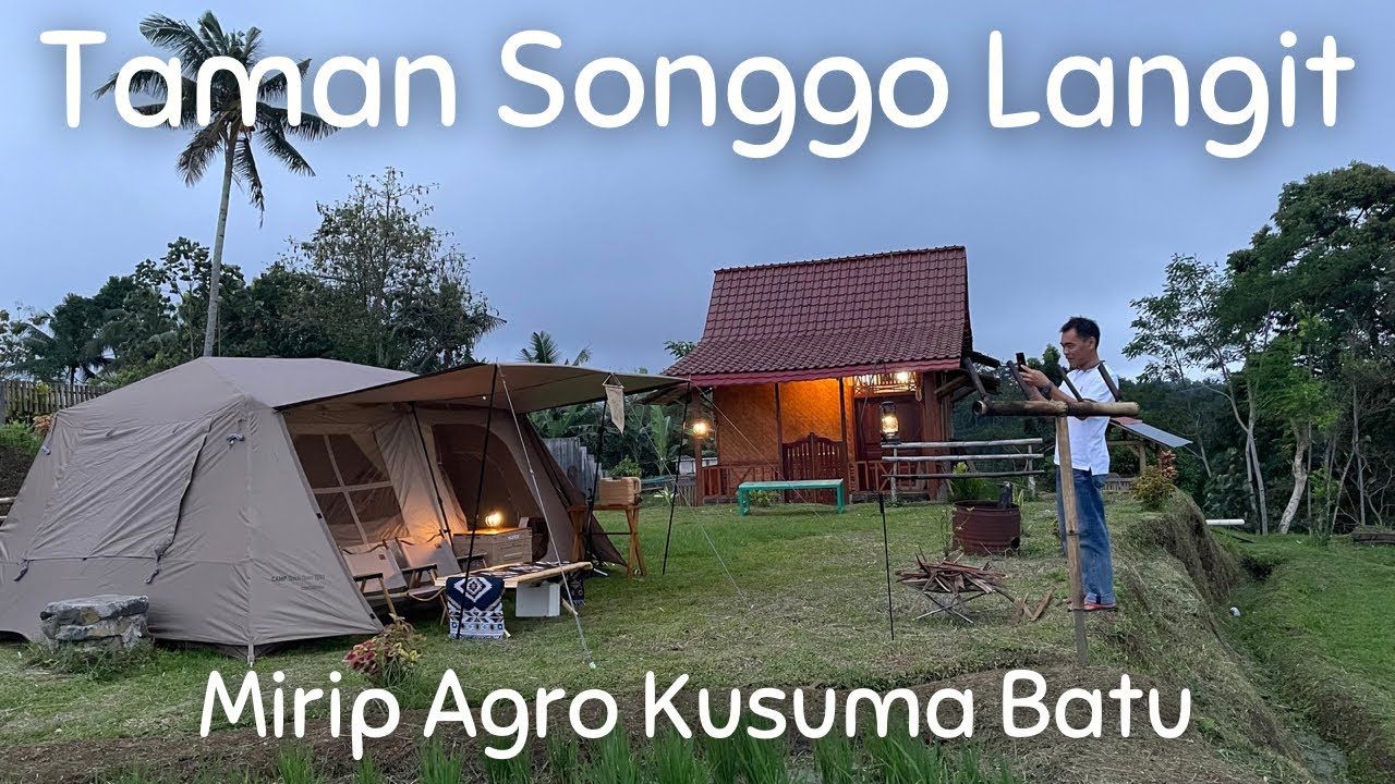 Camping di Taman Songgo Langit hujan deras tenda aman | Naturehike Village 13 | Family Camping