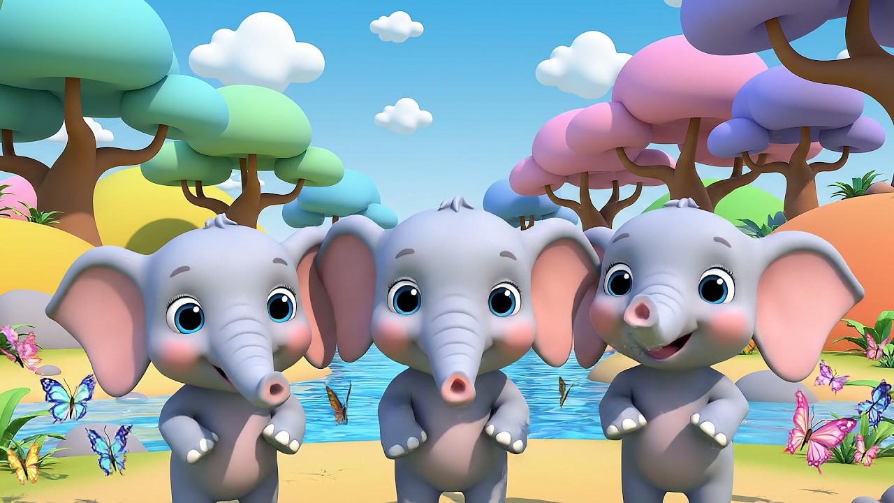 Four Little Toy Elephants Trumpet Trumpet | Big Animal Sounds & Counting Song