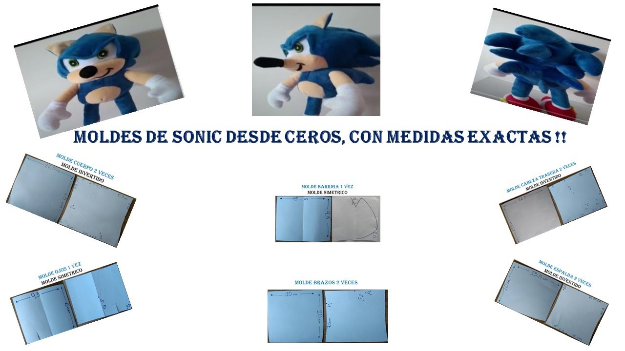 Aprende a sacar los MOLDES GRATIS de Sonic desde ceros y con medidas exactas !!