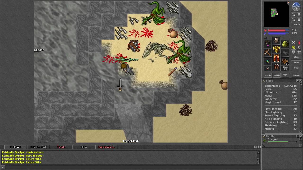 Tibia [7.3] Level 65 paladin hunts Ankrahmun Dragons