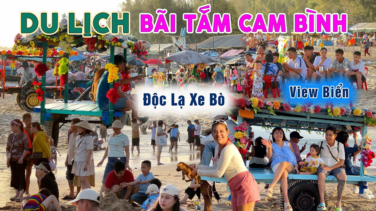 406. Nhộn nhịp BÃI TẮM CAM BÌNH Mồng 3 Tết, Chợ Hải Sản 