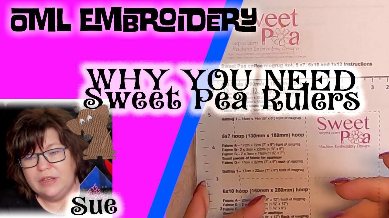 OML Embroidery:SWEET PEA machine embroidery rulers! FAST ITH mug rug!