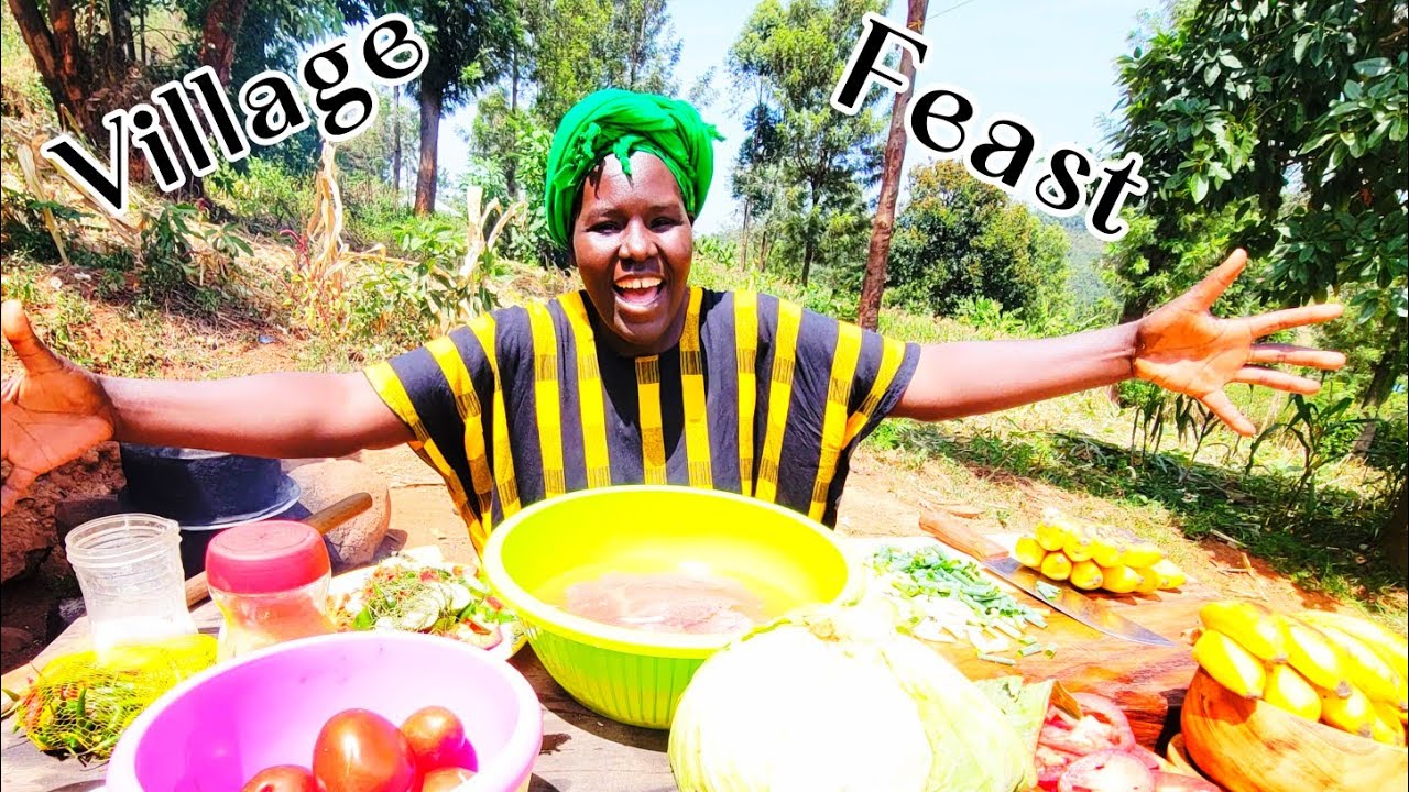 “African Village Feast | Mom Cooks Pilau, Beef Stew, Matoke & Steamed Cabbage”