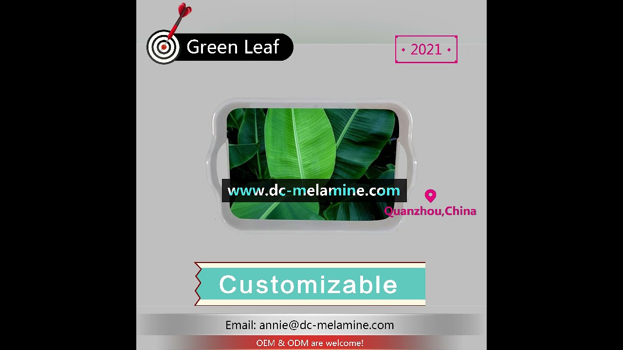 Customize Green Leaf Melamine Tray/Large Tray/Platter/Melamina, China