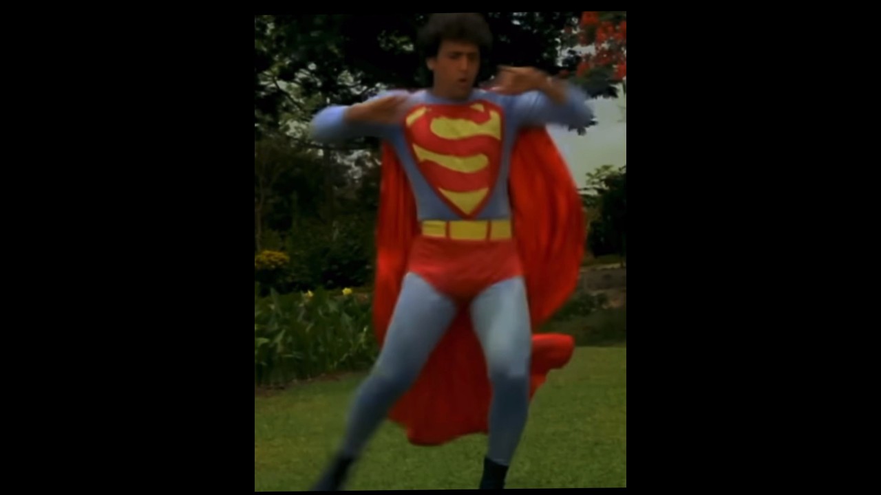 Funny, crazy Bollywood Superman and Spiderwomen in 1988 Dariya Dil. #bollywood #superheros #comedy