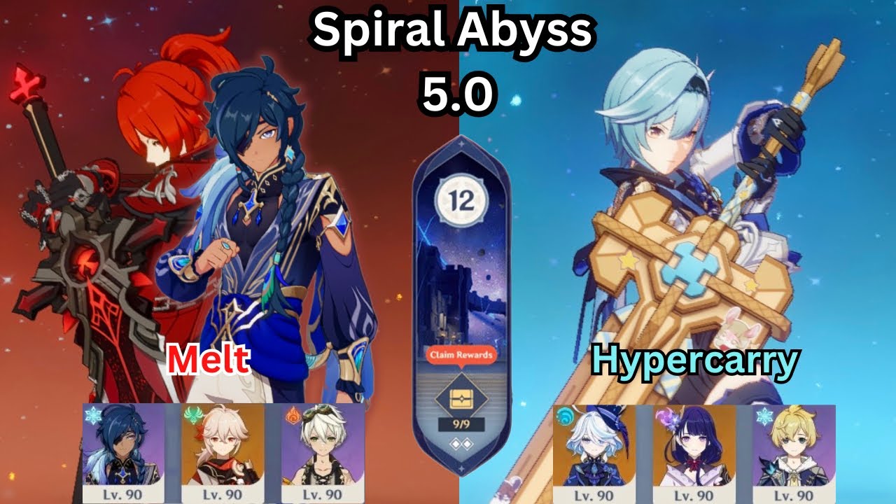 Diluc Ragbros Melt + Eula Hypercarry | 5.0 Spiral Abyss Floor 12 | Genshin Impact