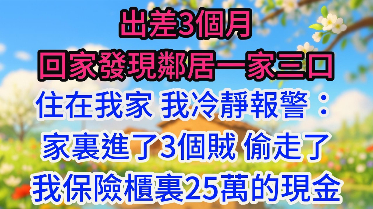 出差3個月，回家發現鄰居一家三口住在我家，我冷靜報警：家裏進了3個賊，偷走了我保險櫃裏25萬的現金