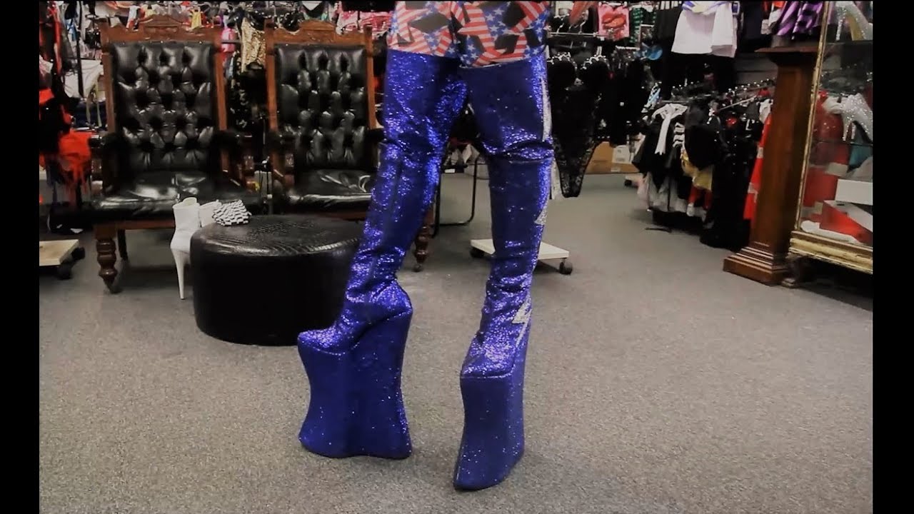 Trying To Walk In Massive 13.5 Inch Platform Heavy Rock Cosplay Glitter Boots