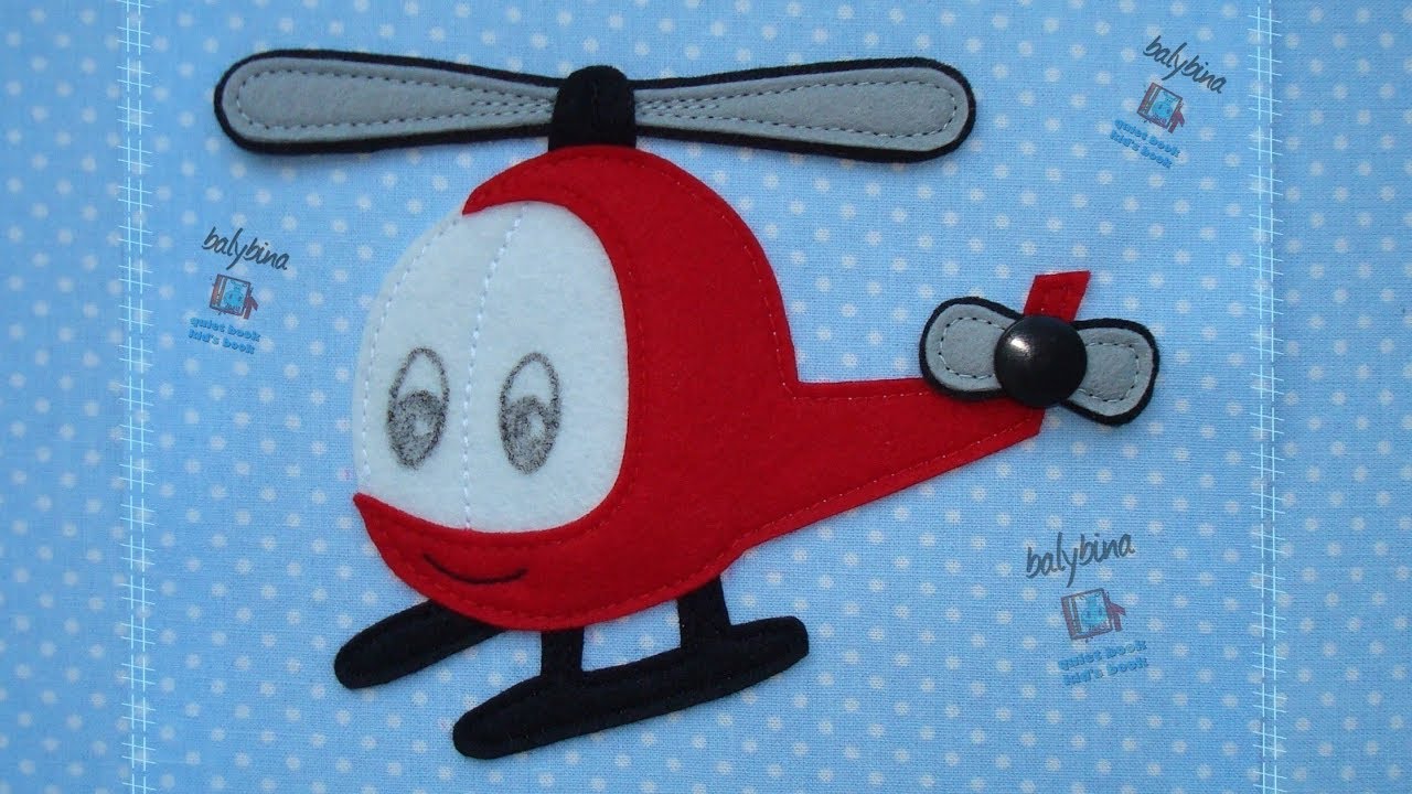 Quiet Book Cover “Red Helicopter” | Mini Quiet Book “Transport”