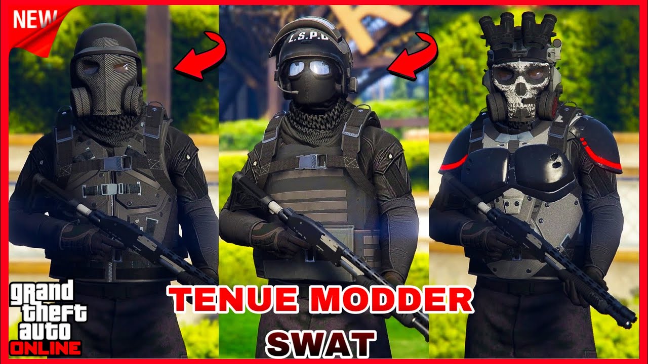 TOP 3 TENUES SWAT FULL NOIR SANS CODAGE #2 ( Facile à faire) SUR GTA 5 ONLINE EN 1.58!