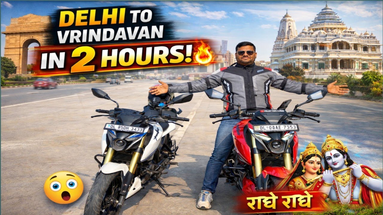 Delhi to Vrindavan Bike Ride 🏍️ | Sirf 2 Ghante Mein Shri Krishna Ki Nagri 😱🔥 | Pulsar N250 Mileage 