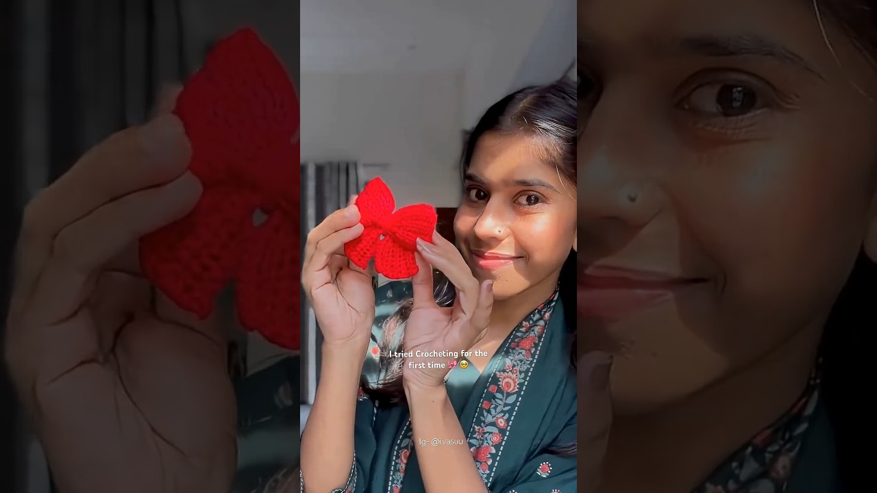I tried Crocheting for the first time 🎀 🥹 @iVasuu #minivlog  #crochet #crocheting