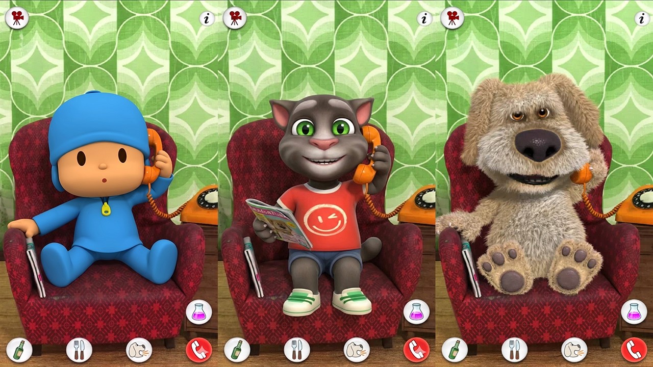Talking Tom Cat vs Talking Ben the Dog vs Talking Pocoyo - All Foods