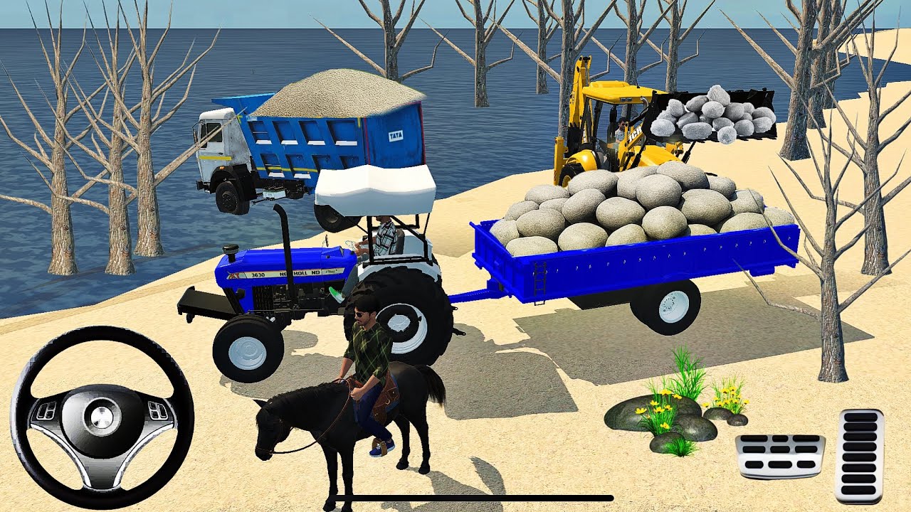 🔴Drive JCB and Uploading Stone🪨🚜 From Dumper Truck in Game #truck #jcb #tractor #dumper #games