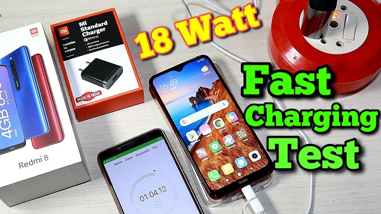 Redmi 8 Fast Charging Test With 18 Watt Fast Charger & First Charging Cable.