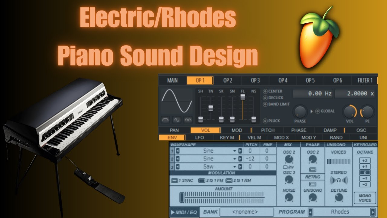 FL Studio 21 Electric/Rhodes Piano Sound Design Tutorial With Stock Plugins (Sytrus/GMS)