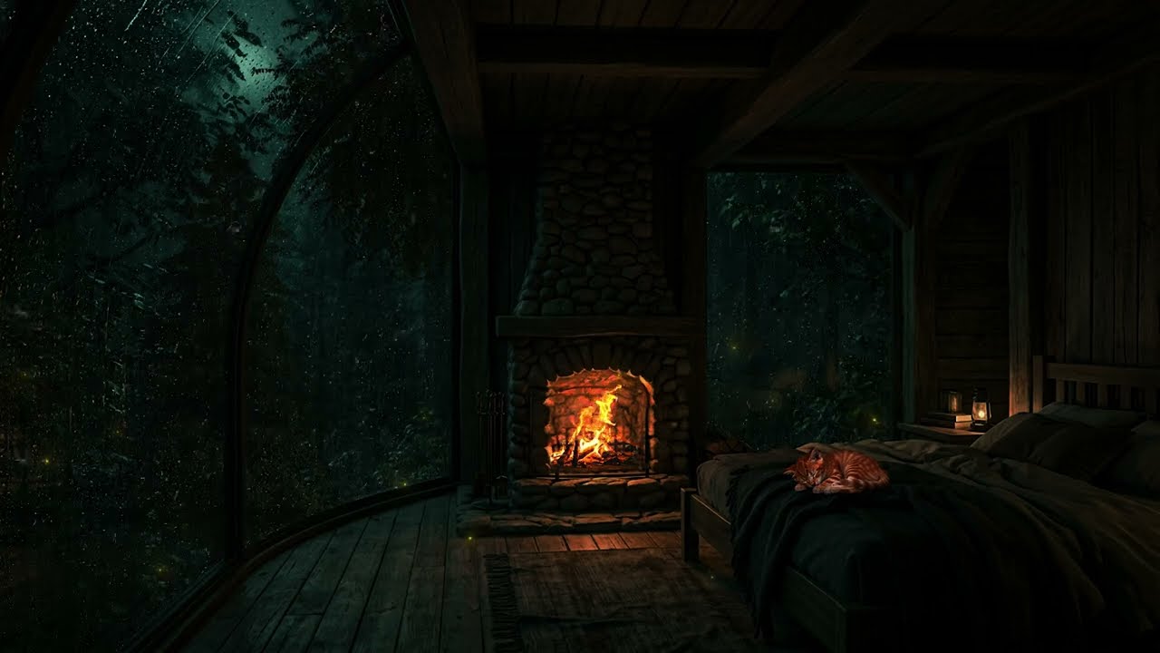 Gentle Rain Falling in a Quiet Spring Garden 🌧 (No Ads) | Dark Bedroom Night Ambience for Deep Sleep