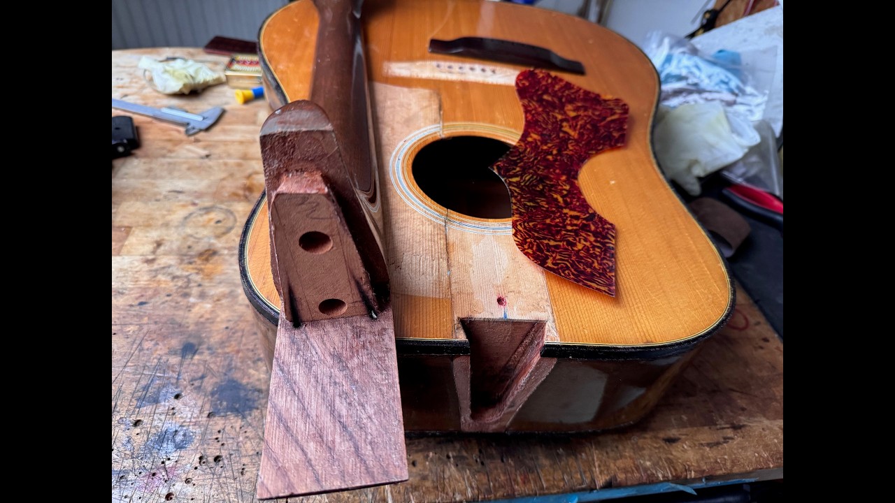 Gibson J50 Deluxe 1973-1975 Restoration - celluloid re-binding - neck reset and much more