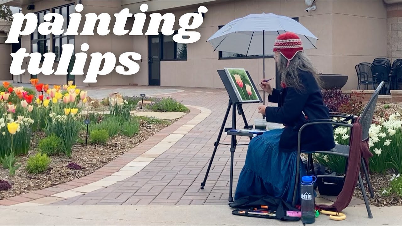 Watercolor Tulips: Painting the Gardens on Spring Creek  ✿ Plein Air Vlog #56