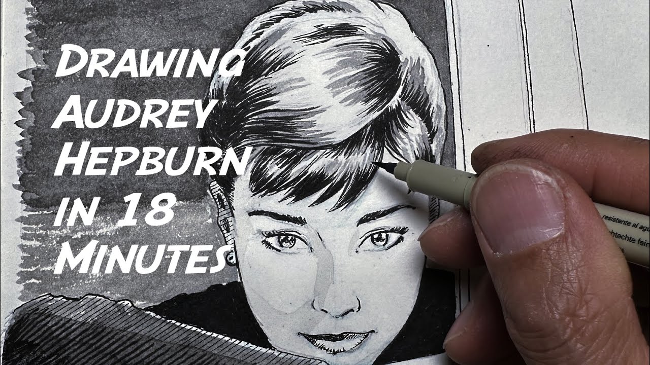 How to Draw an Audrey Hepburn portrait in 18 minutes