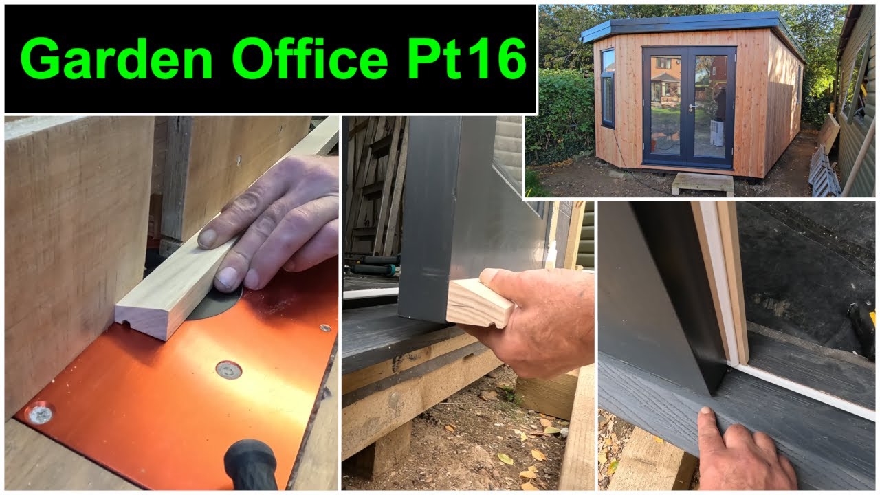 Garden office, Larch clad, double glazed, insulated Pt16.  Weathermould for doors & cover strip.