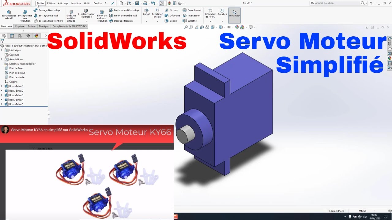Servo Moteur KY66 en simplifié sur SolidWorks