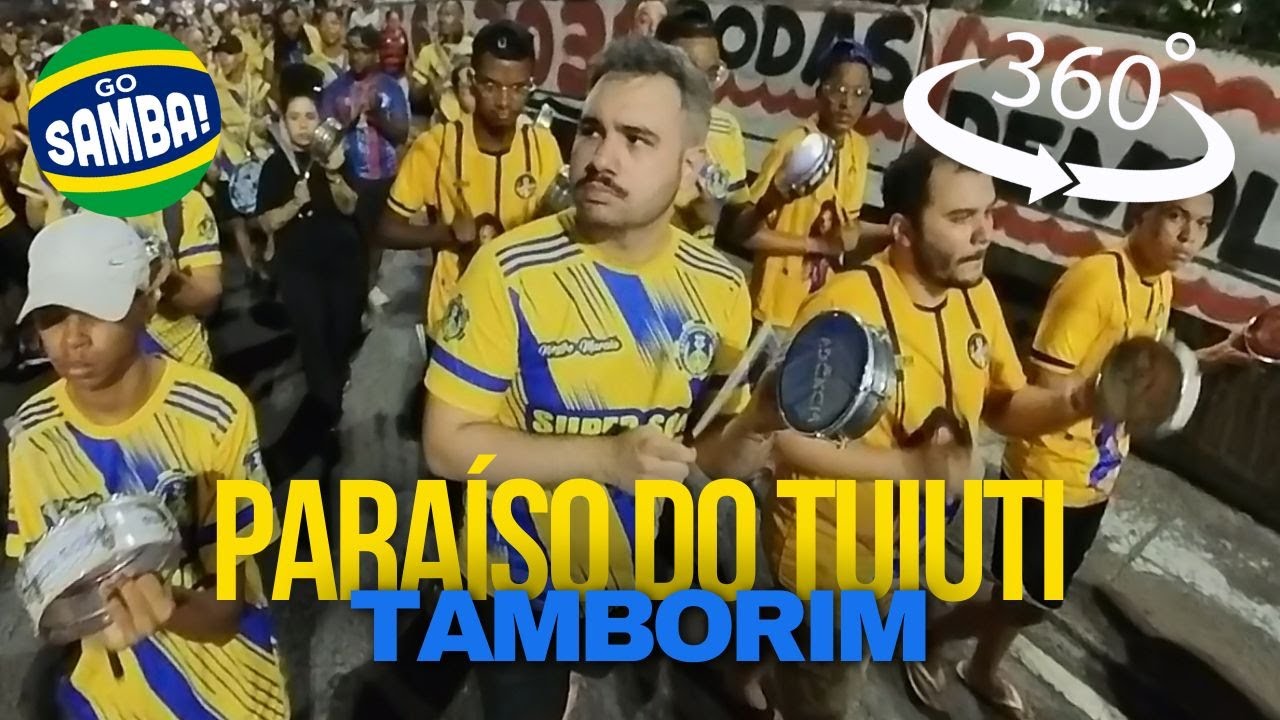 Para&iacute;so do Tuiuti's tamborim design for 2026! 360&deg;