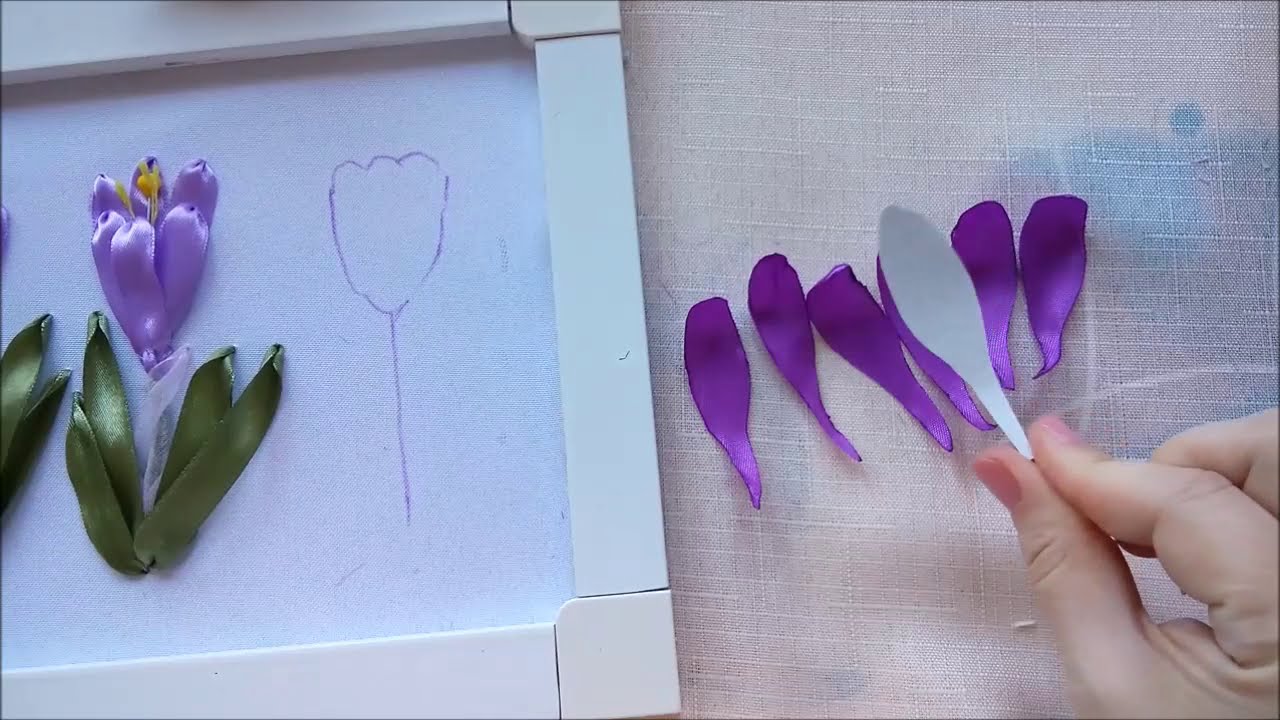 Мастер-класс. Вышивка крокуса. Часть 2. Аппликация.